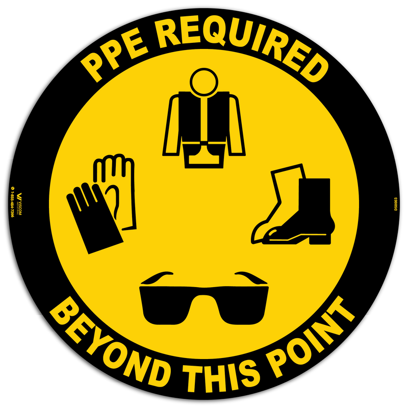 Slip-Rated Floor Sign - PPE Required (Boots, Vest, Glasses, Gloves)