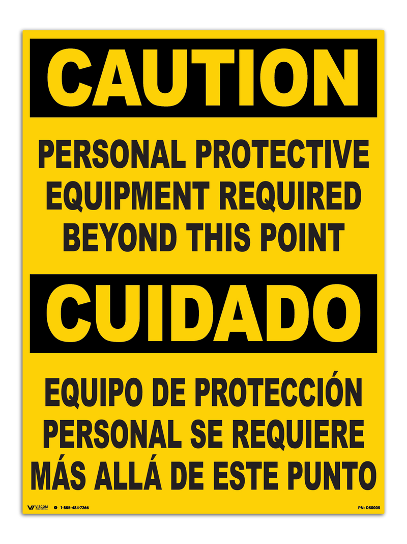 Slip-Rated Floor Sign - CAUTION PPE Required (Bilingual EN/SP)