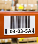 Barcode rack label printed on Viscom Magnetic Label Supply